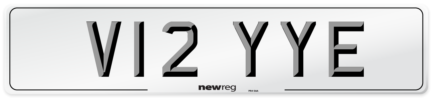 V12 YYE Number Plate from New Reg